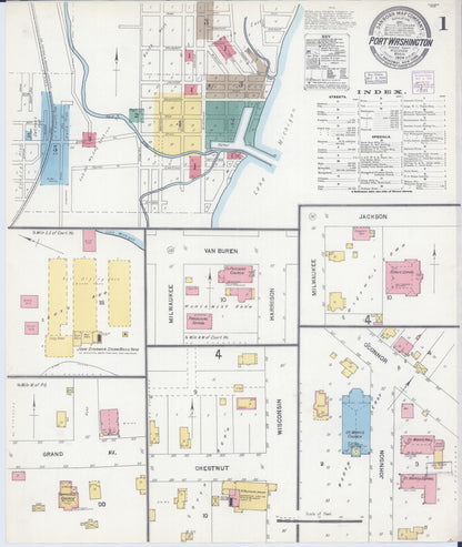 Sanborn Fire Insurance Map from Port Washington, Ozaukee County, Wisconsin (1904), Sheet #0001 - Complete Map Set gallery image, historic Sanborn map, vintage wall art, Wisconsin Wisconsin