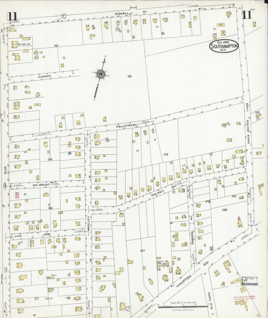 Sanborn Fire Insurance Map from Southampton, Suffolk County, New York (1926), Sheet #0011 - Historic Sanborn Fire Insurance Map Print, vintage old map wall art, antique decor, genealogy gift, New York New York map