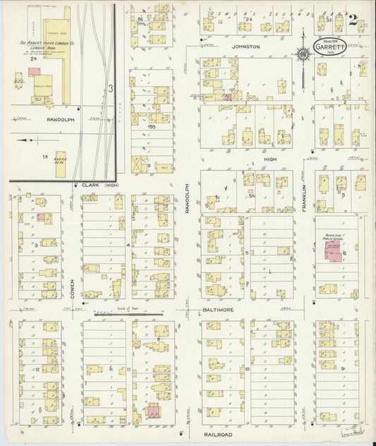 Sanborn Fire Insurance Map from Garrett, De Kalb County, Indiana (1914), Sheet #0002 - Historic Sanborn Fire Insurance Map Print, vintage old map wall art, antique decor, genealogy gift, Indiana Indiana map