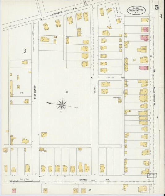 Sanborn Fire Insurance Map from Washington, Warren County, New Jersey (1902), Sheet #0005 - Historic Sanborn Fire Insurance Map Print, vintage old map wall art, antique decor, genealogy gift, Washington Washington map
