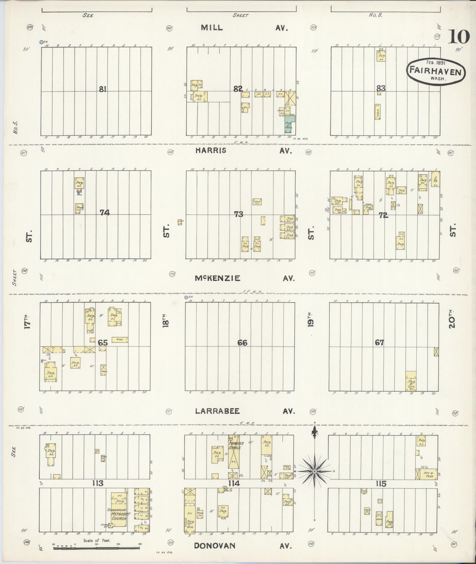Sanborn Fire Insurance Map from Fairhaven [see also Bellingham and Sehome], Whatcom County, Washington (1891), Sheet #0010 - Complete Map Set gallery image, historic Sanborn map, vintage wall art, Washington Washington