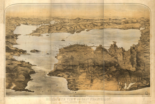 Birdseye view of San Francisco and surrounding country. (1876) – Historic Bird’s-Eye View Panorama Print