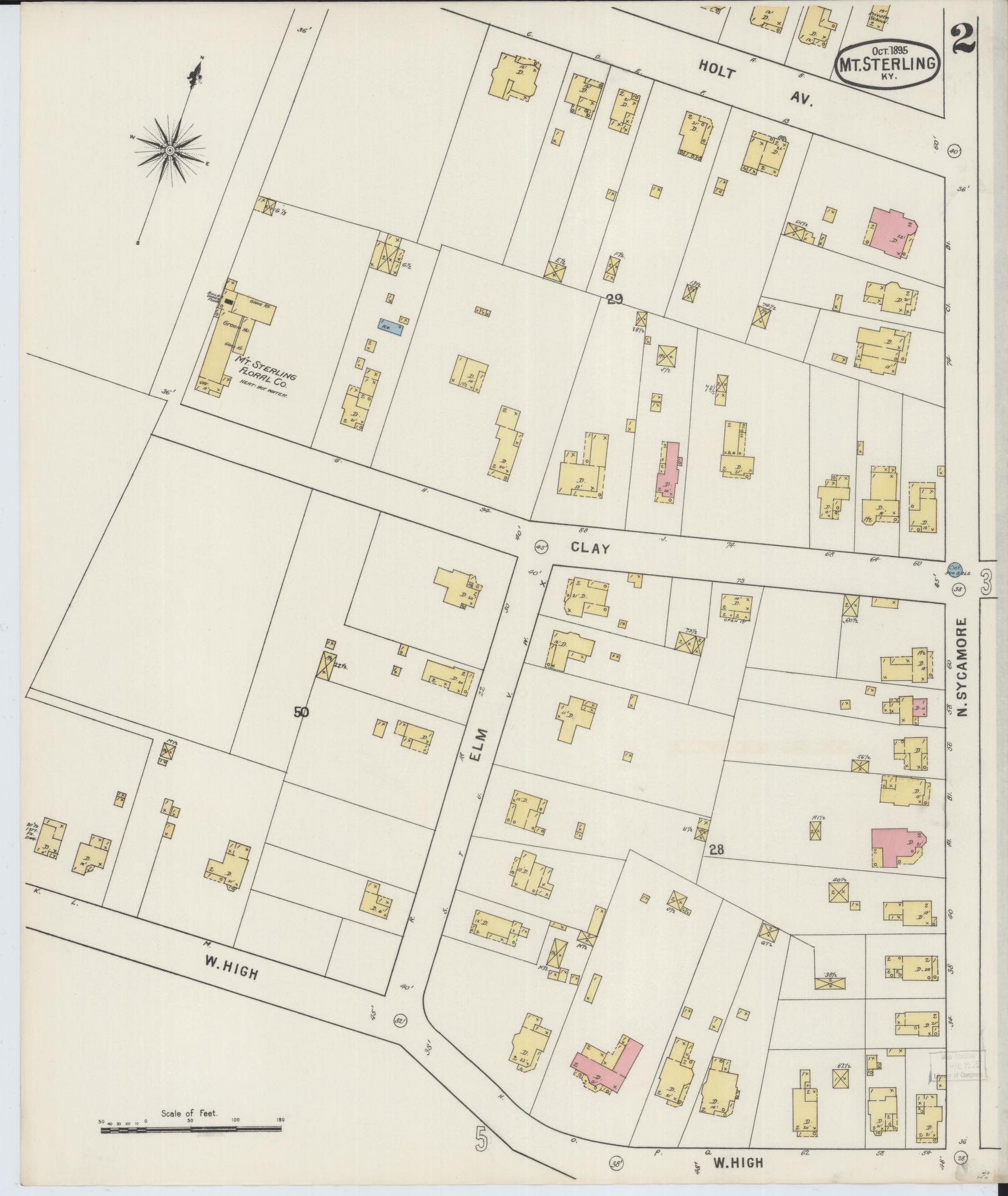 Sanborn Fire Insurance Map from Mount Sterling, Montgomery County, Kentucky (1895), Sheet #0002 - Historic Sanborn Fire Insurance Map Print, vintage old map wall art, antique decor, genealogy gift, Kentucky Kentucky map