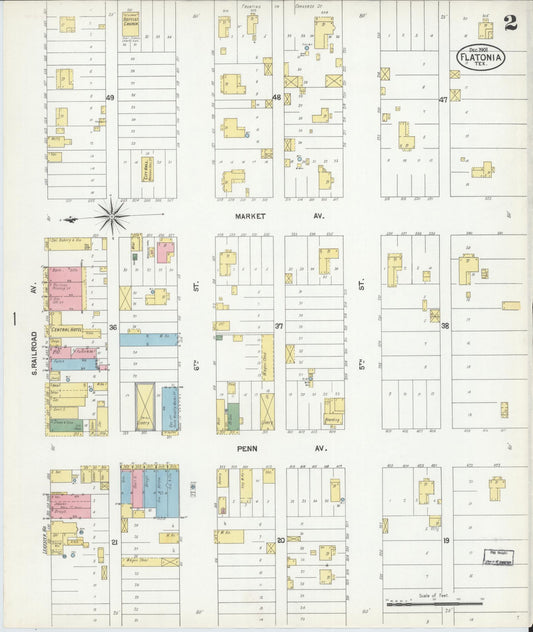 Sanborn Fire Insurance Map from Flatonia, Fayette County, Texas (1901), Sheet #0002 - Historic Sanborn Fire Insurance Map Print, vintage old map wall art, antique decor, genealogy gift, Texas Texas map