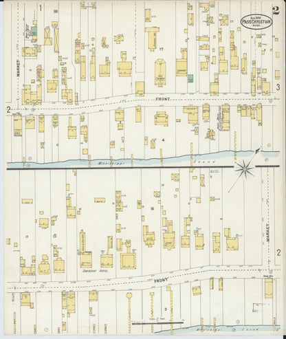Sanborn Fire Insurance Map from Pass Christian, Harrison County, Mississippi (1898), Sheet #0002 - Complete Map Set gallery image, historic Sanborn map, vintage wall art, Mississippi Mississippi