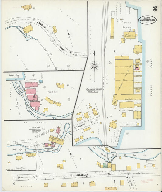 Sanborn Fire Insurance Map from Marlborough, Ulster County, New York (1900), Sheet #0002 - Historic Sanborn Fire Insurance Map Print, vintage old map wall art, antique decor, genealogy gift, New York New York map