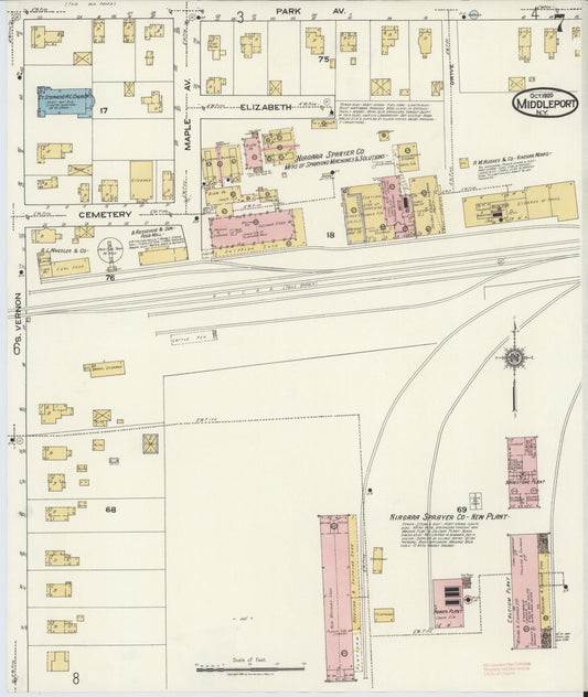 Sanborn Fire Insurance Map from Middleport, Niagara County, New York (1920), Sheet #0007 - Historic Sanborn Fire Insurance Map Print, vintage old map wall art, antique decor, genealogy gift, New York New York map