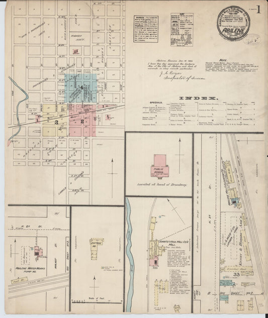 Sanborn Fire Insurance Map from Abilene, Dickinson County, Kansas (1884), Sheet #0001 - Complete Map Set gallery image, historic Sanborn map, vintage wall art, Kansas Kansas