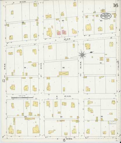 Sanborn Fire Insurance Map from Ardmore, Carter County, Oklahoma (1903), Sheet #0016 - Complete Map Set gallery image, historic Sanborn map, vintage wall art, Oklahoma Oklahoma