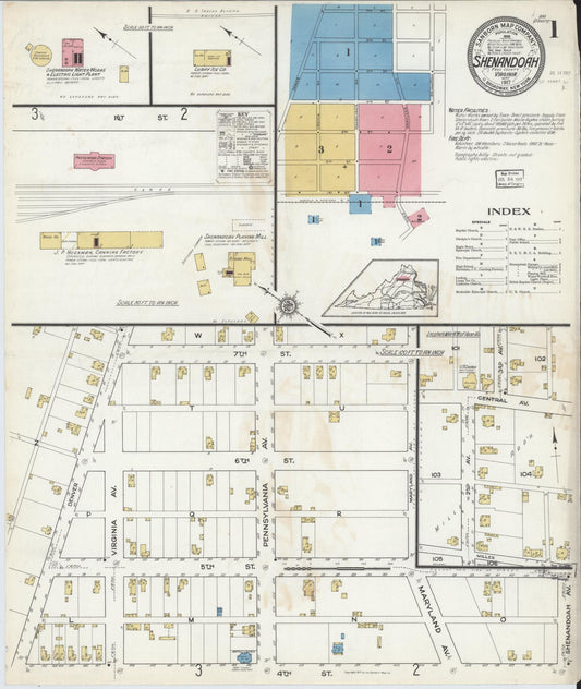 Sanborn Fire Insurance Map from Shenandoah, Page County, Virginia (1917), Sheet #0001 - Complete Map Set gallery image, historic Sanborn map, vintage wall art, Virginia Virginia