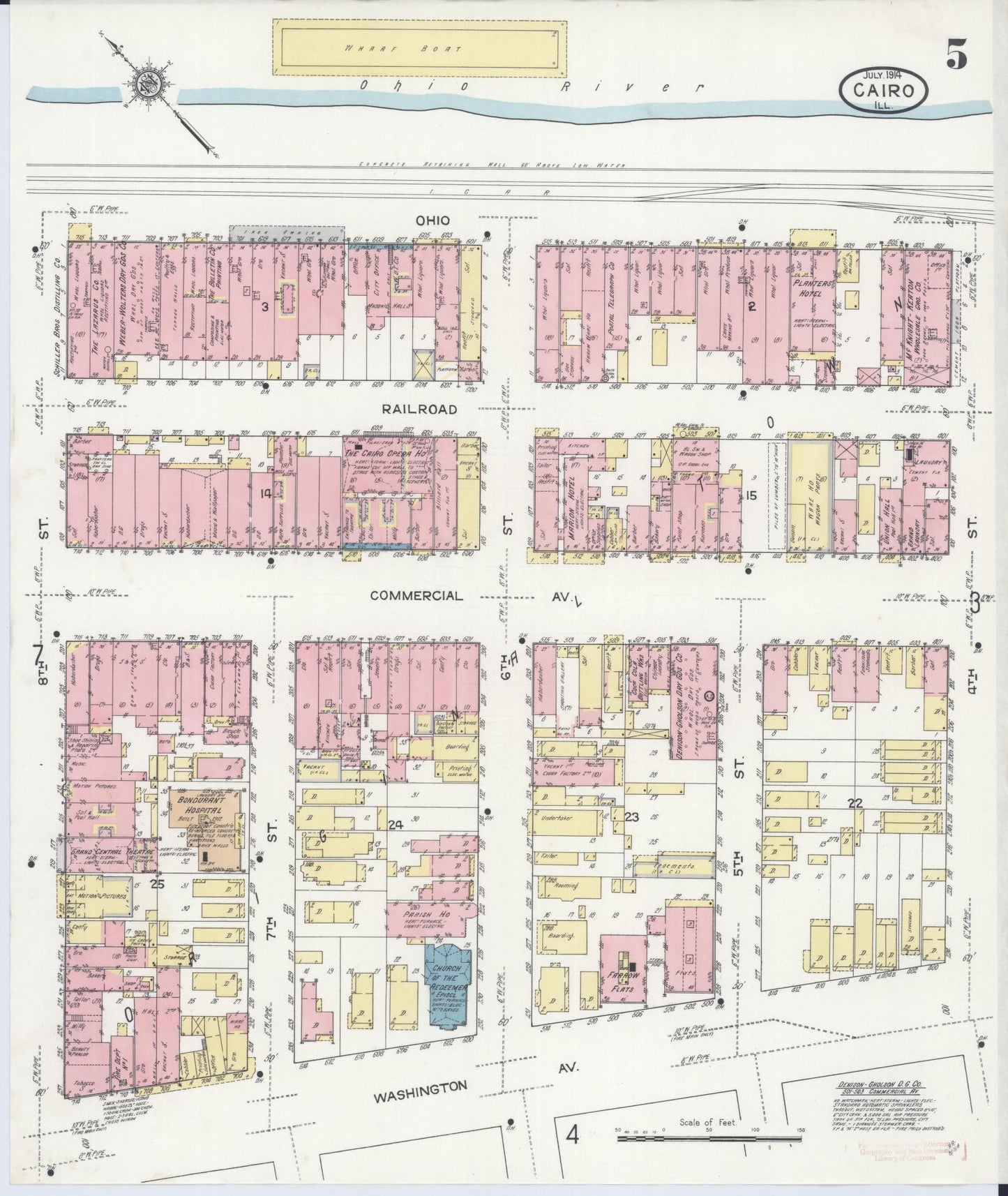 Sanborn Fire Insurance Map from Cairo, Alexander County, Illinois (1914), Sheet #0005 - Complete Map Set gallery image, historic Sanborn map, vintage wall art, Illinois Illinois