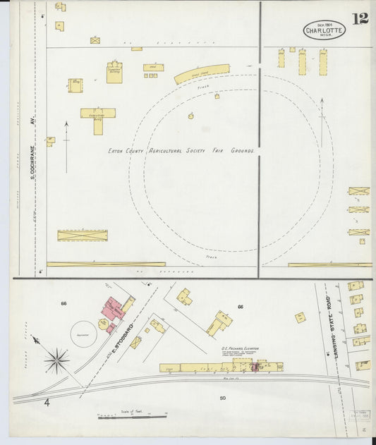 Sanborn Fire Insurance Map from Charlotte, Eaton County, Michigan (1904), Sheet #0012 - Historic Sanborn Fire Insurance Map Print, vintage old map wall art, antique decor, genealogy gift, Michigan Michigan map