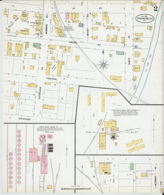 Sanborn Fire Insurance Map from Spring Valley, Pierce County, Wisconsin (1900), Sheet #0002 - Historic Sanborn Fire Insurance Map Print, vintage old map wall art, antique decor, genealogy gift, Wisconsin Wisconsin map