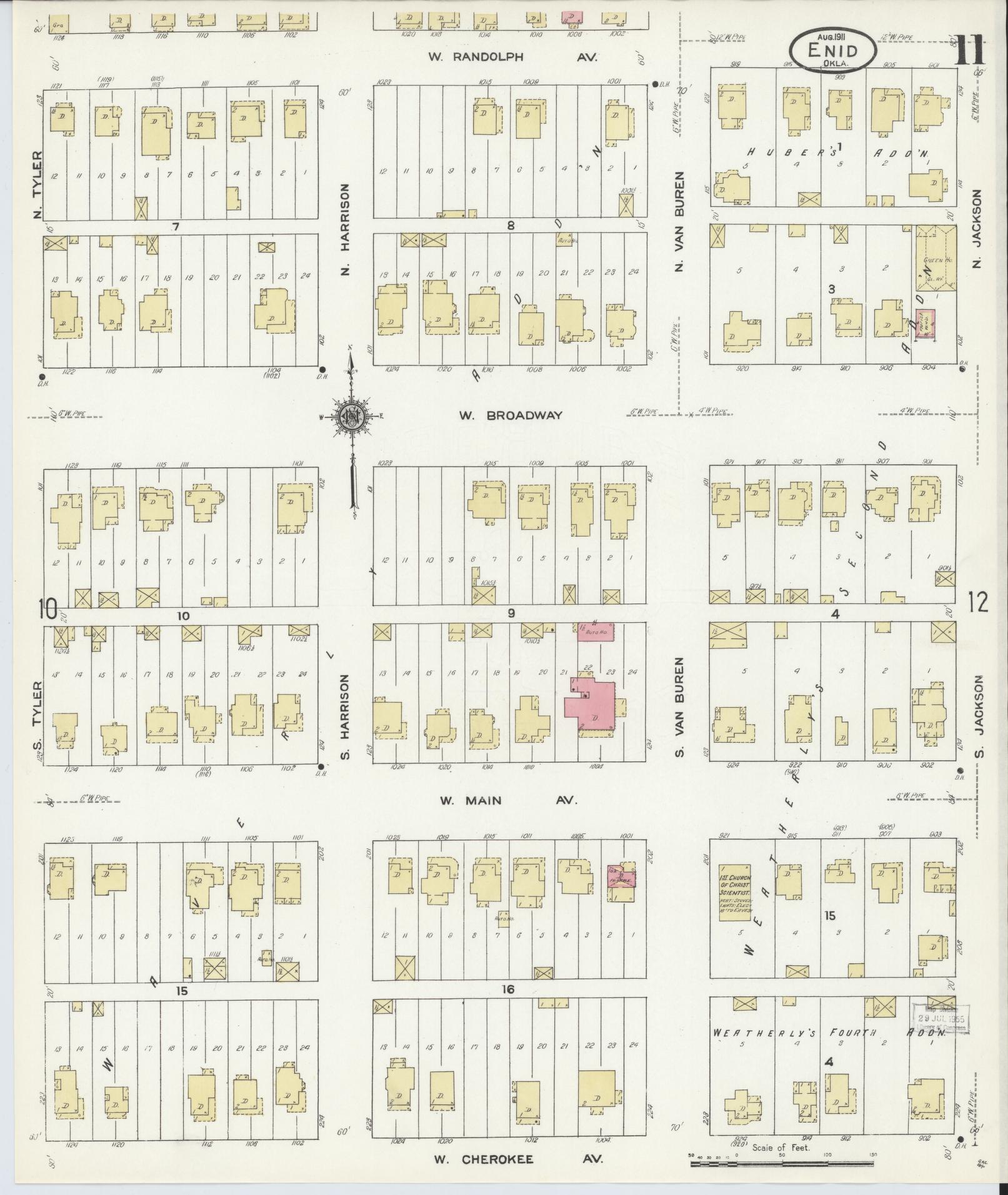 Sanborn Fire Insurance Map from Enid, Garfield County, Oklahoma (1911), Sheet #0011 - Complete Map Set gallery image, historic Sanborn map, vintage wall art, Oklahoma Oklahoma