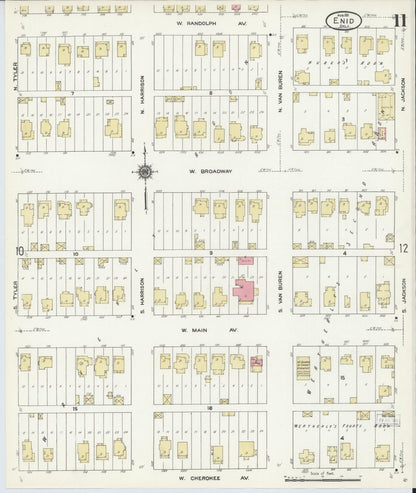 Sanborn Fire Insurance Map from Enid, Garfield County, Oklahoma (1911), Sheet #0011 - Complete Map Set gallery image, historic Sanborn map, vintage wall art, Oklahoma Oklahoma