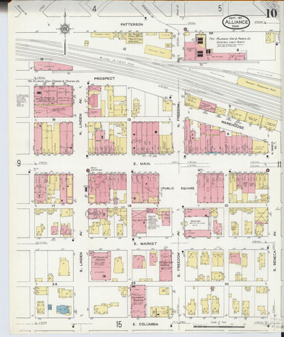 Sanborn Fire Insurance Map from Alliance, Stark County, Ohio (1911), Sheet #0010 - Complete Map Set gallery image, historic Sanborn map, vintage wall art, Ohio Ohio