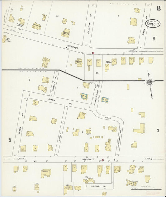 Sanborn Fire Insurance Map from Liberty, Sullivan County, New York (1911), Sheet #0008 - Historic Sanborn Fire Insurance Map Print, vintage old map wall art, antique decor, genealogy gift, New York New York map