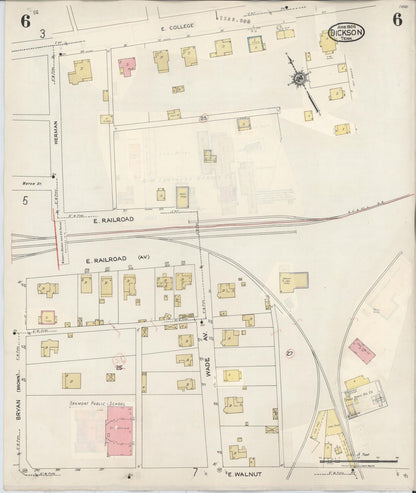 Sanborn Fire Insurance Map from Dickson, Dickson County, Tennessee (1941), Sheet #0006 - Complete Map Set gallery image, historic Sanborn map, vintage wall art, Tennessee Tennessee