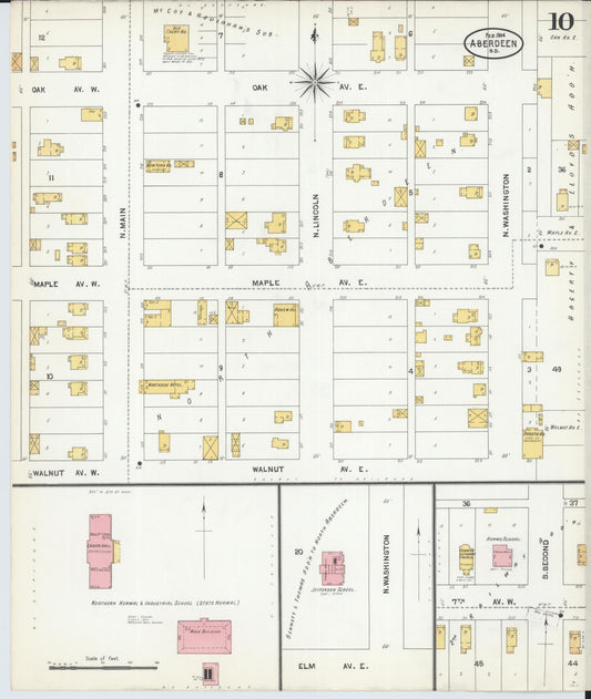 Sanborn Fire Insurance Map from Aberdeen, Brown County, South Dakota (1904), Sheet #0010 - Historic Sanborn Fire Insurance Map Print, vintage old map wall art, antique decor, genealogy gift, South Dakota South Dakota map