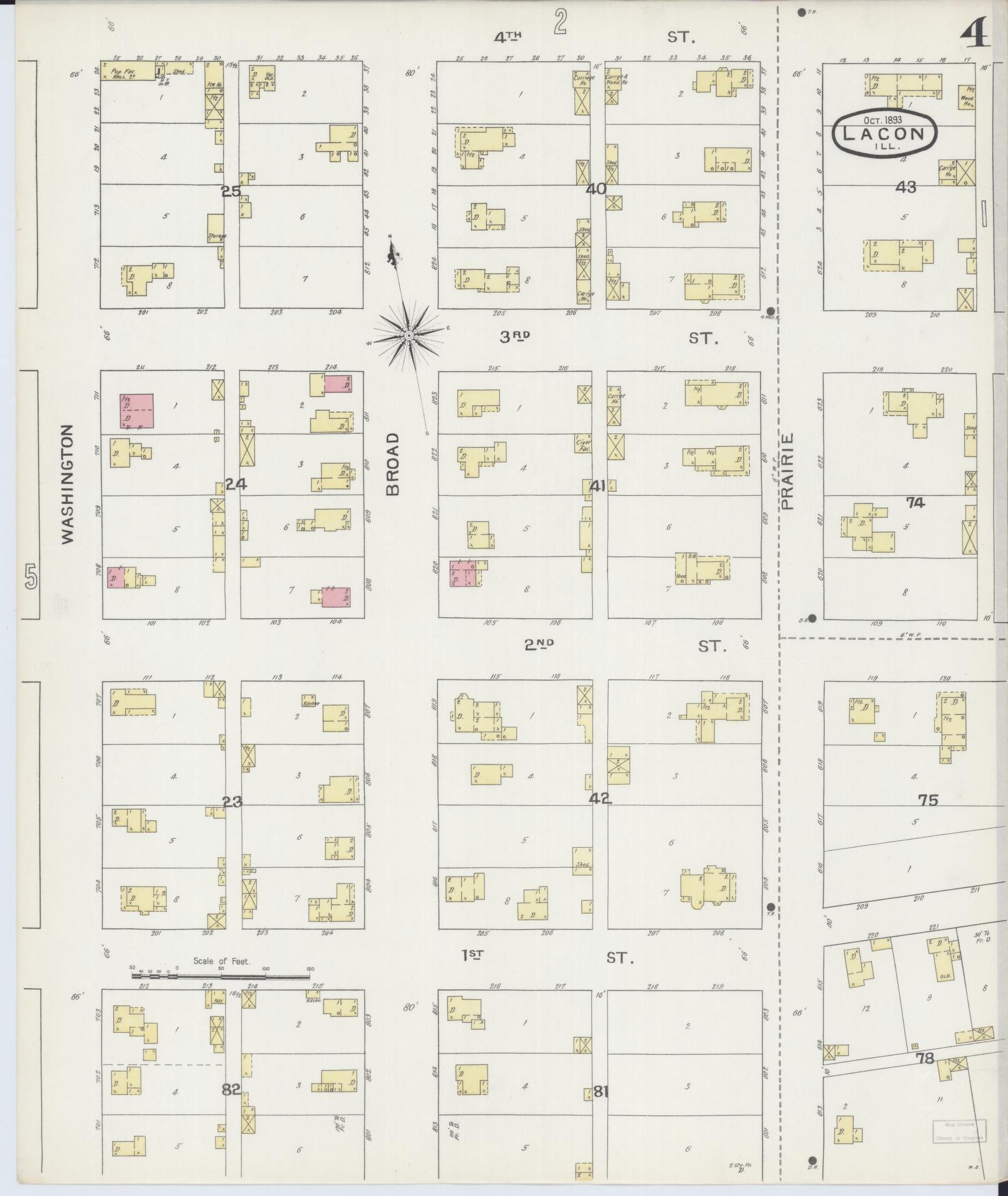 Sanborn Fire Insurance Map from Lacon, Marshall County, Illinois (1893), Sheet #0004 - Complete Map Set gallery image, historic Sanborn map, vintage wall art, Illinois Illinois
