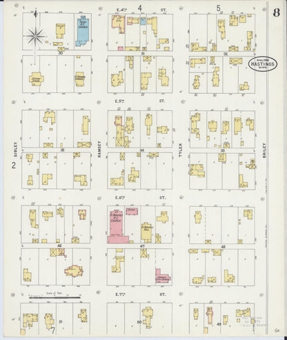 Sanborn Fire Insurance Map from Hastings, Dakota County, Minnesota (1898), Sheet #0008 - Historic Sanborn Fire Insurance Map Print, vintage old map wall art, antique decor, genealogy gift, Minnesota Minnesota map