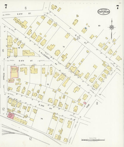 Sanborn Fire Insurance Map from Emporium, Cameron County, Pennsylvania (1925), Sheet #0007 - Complete Map Set gallery image, historic Sanborn map, vintage wall art, Pennsylvania Pennsylvania