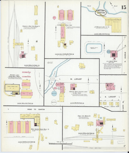 Sanborn Fire Insurance Map from Canton, Fulton County, Illinois (1909), Sheet #0015 - Historic Sanborn Fire Insurance Map Print, vintage old map wall art, antique decor, genealogy gift, Illinois Illinois map