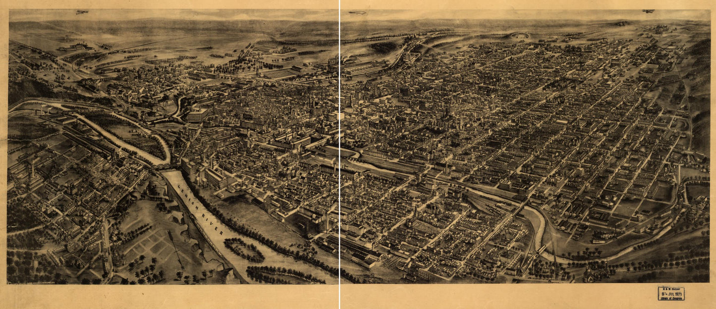 Bird's-eye-view of Allentown, Pennsylvania. (1922) – Historic Bird’s-Eye View Panorama Print
