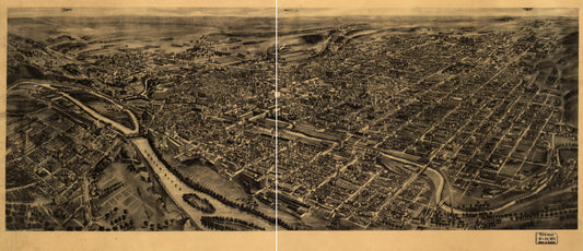Bird's-eye-view of Allentown, Pennsylvania. (1922) – Historic Bird’s-Eye View Panorama Print