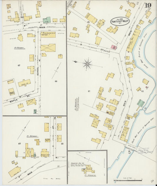 Sanborn Fire Insurance Map from Pawtuxet Valley, Kent and Providence Counties, Rhode Island (1898), Sheet #0019 - Historic Sanborn Fire Insurance Map Print, vintage old map wall art, antique decor, genealogy gift, Washington Washington map