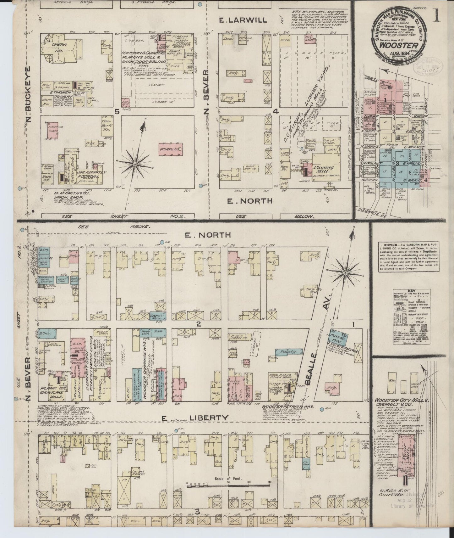 Sanborn Fire Insurance Map from Wooster, Wayne County, Ohio (1884), Sheet #0001 - Historic Sanborn Fire Insurance Map Print, vintage old map wall art, antique decor, genealogy gift, Ohio Ohio map