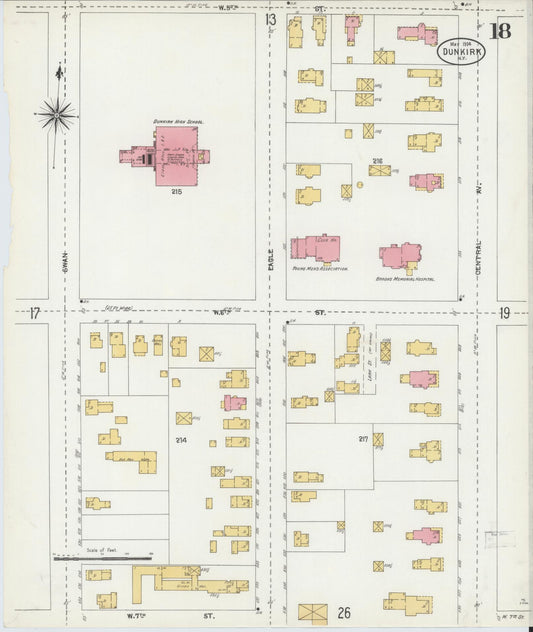 Sanborn Fire Insurance Map from Dunkirk, Chautauqua County, New York (1904), Sheet #0018 - Historic Sanborn Fire Insurance Map Print, vintage old map wall art, antique decor, genealogy gift, New York New York map