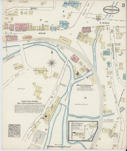 Sanborn Fire Insurance Map from Stafford Springs, Tolland County, Connecticut (1884), Sheet #0003 - Complete Map Set gallery image, historic Sanborn map, vintage wall art, Connecticut Connecticut