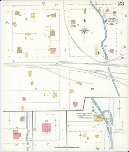 Sanborn Fire Insurance Map from Provo, Utah County, Utah (1900), Sheet #0023 - Complete Map Set gallery image, historic Sanborn map, vintage wall art, Provo Utah