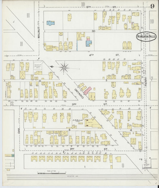 Sanborn Fire Insurance Map from Niagara Falls, Niagara County, New York (1892), Sheet #0009 - Historic Sanborn Fire Insurance Map Print, vintage old map wall art, antique decor, genealogy gift, New York New York map