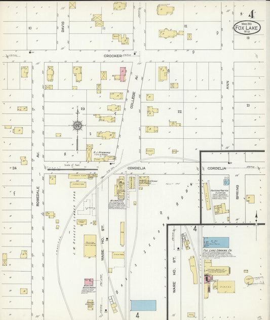 Sanborn Fire Insurance Map from Fox Lake, Dodge County, Wisconsin (1913), Sheet #0004 - Historic Sanborn Fire Insurance Map Print, vintage old map wall art, antique decor, genealogy gift, Wisconsin Wisconsin map