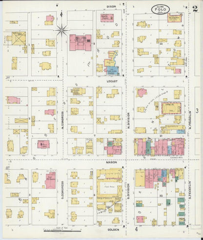 Sanborn Fire Insurance Map from Polo, Ogle County, Illinois (1905), Sheet #0002 - Historic Sanborn Fire Insurance Map Print, vintage old map wall art, antique decor, genealogy gift, Illinois Illinois map