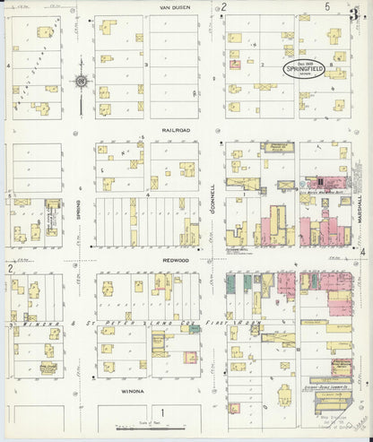 Sanborn Fire Insurance Map from Springfield, Brown County, Minnesota (1909), Sheet #0003 - Complete Map Set gallery image, historic Sanborn map, vintage wall art, Minnesota Minnesota