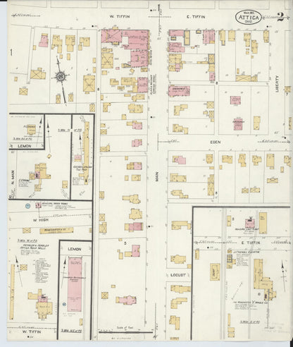 Sanborn Fire Insurance Map from Attica, Seneca County, Ohio (1912), Sheet #0002 - Historic Sanborn Fire Insurance Map Print, vintage old map wall art, antique decor, genealogy gift, Ohio Ohio map