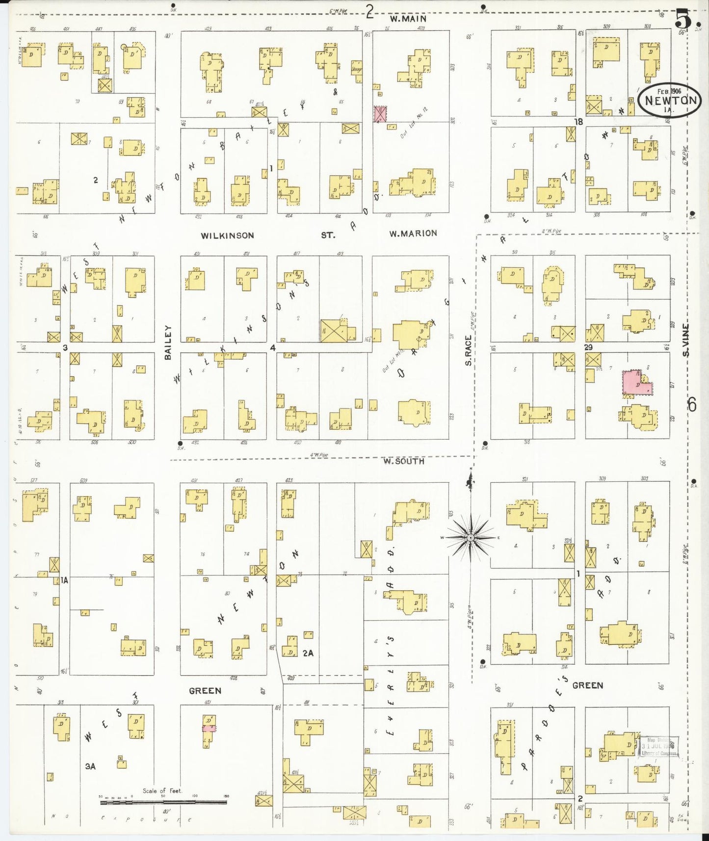 Sanborn Fire Insurance Map from Newton, Jasper County, Iowa (1906), Sheet #0005 - Historic Sanborn Fire Insurance Map Print