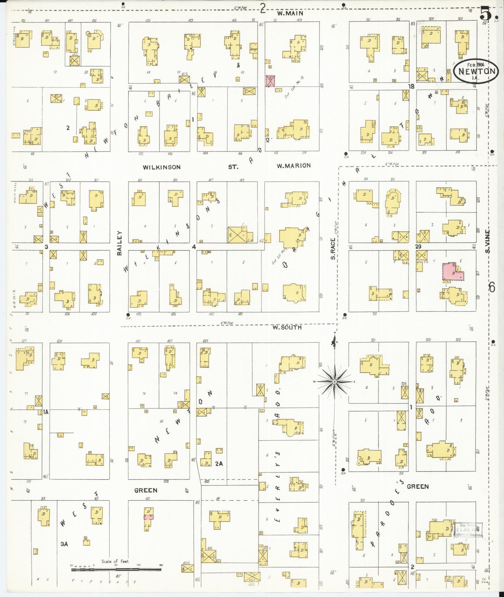 Sanborn Fire Insurance Map from Newton, Jasper County, Iowa (1906), Sheet #0005 - Historic Sanborn Fire Insurance Map Print