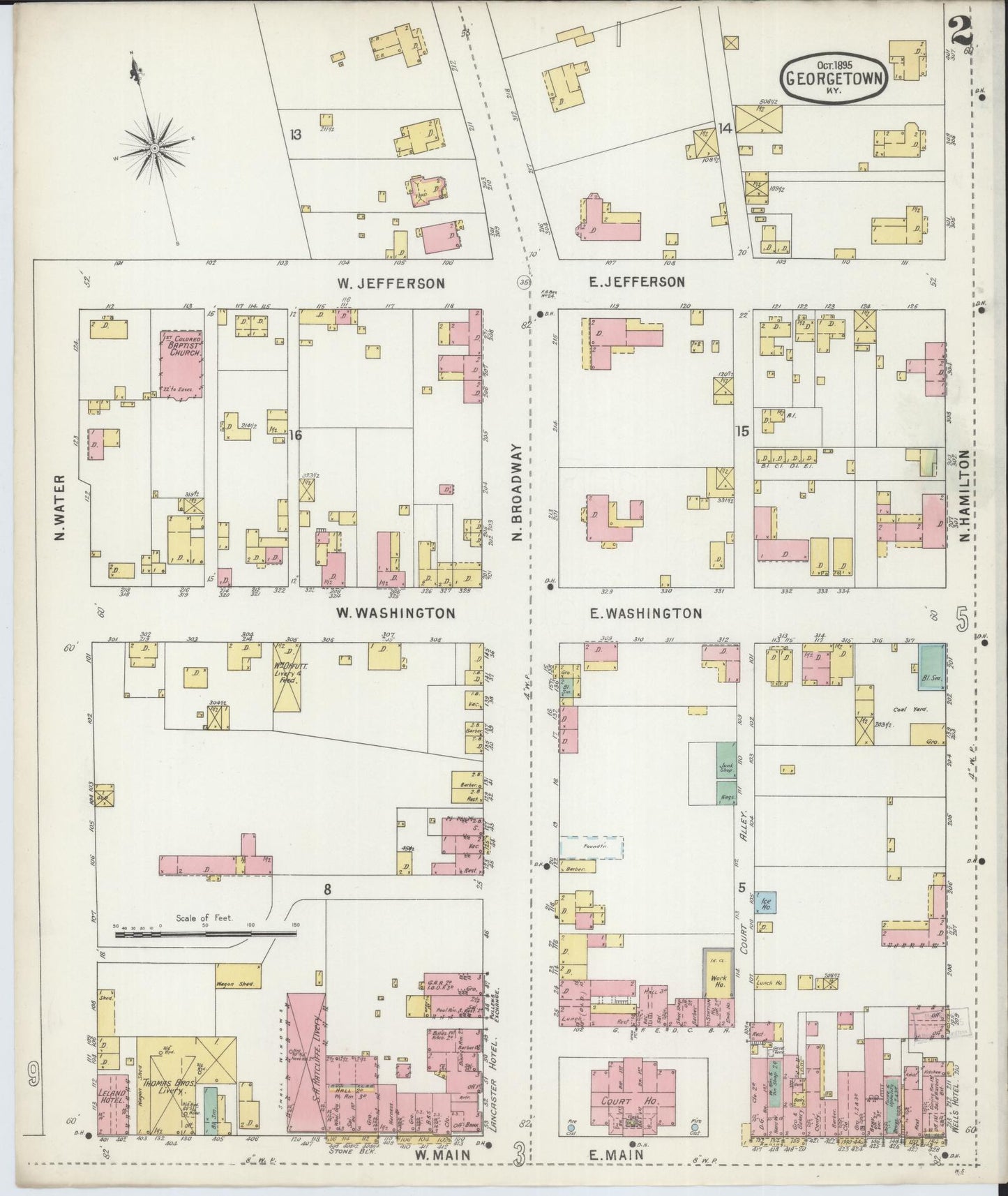 Sanborn Fire Insurance Map from Georgetown, Scott County, Kentucky (1895), Sheet #0002 - Complete Map Set gallery image, historic Sanborn map, vintage wall art, Kentucky Kentucky