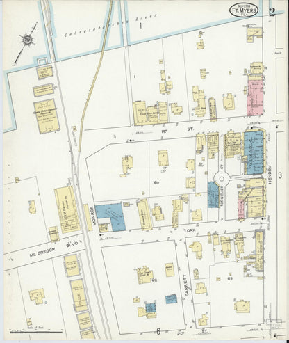Sanborn Fire Insurance Map from Fort Myers, Lee County, Florida (1914), Sheet #0002 - Historic Sanborn Fire Insurance Map Print, vintage old map wall art, antique decor, genealogy gift, Florida Florida map