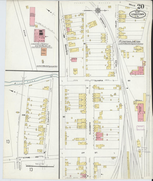 Sanborn Fire Insurance Map from Lewistown, Mifflin County, Pennsylvania (1910), Sheet #0020 - Historic Sanborn Fire Insurance Map Print, vintage old map wall art, antique decor, genealogy gift, Pennsylvania Pennsylvania map