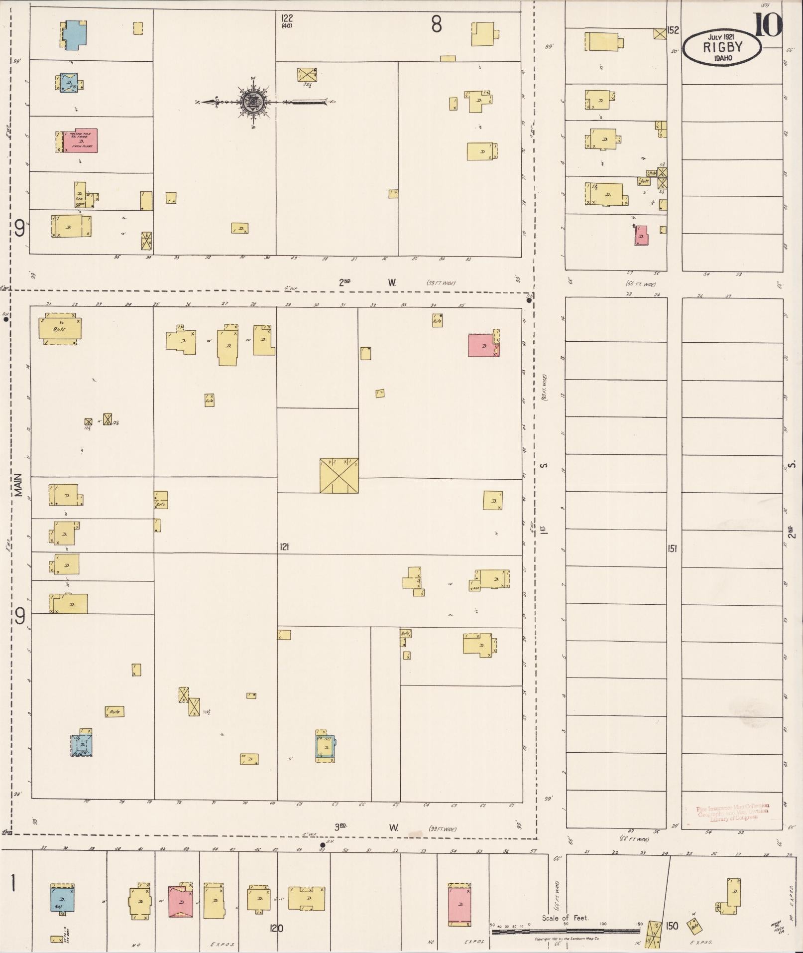 Sanborn Fire Insurance Map from Rigby, Jefferson County, Idaho (1921), Sheet #0010 - Historic Sanborn Fire Insurance Map Print, vintage old map wall art, antique decor, genealogy gift, Idaho Idaho map