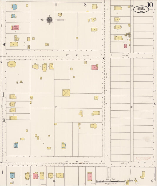 Sanborn Fire Insurance Map from Rigby, Jefferson County, Idaho (1921), Sheet #0010 - Historic Sanborn Fire Insurance Map Print, vintage old map wall art, antique decor, genealogy gift, Idaho Idaho map