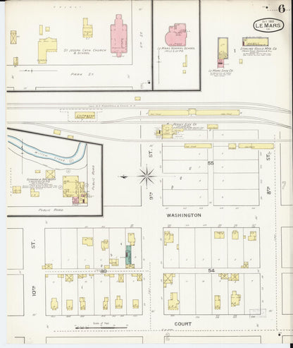 Sanborn Fire Insurance Map from Le Mars, Plymouth County, Iowa (1893), Sheet #0006 - Historic Sanborn Fire Insurance Map Print