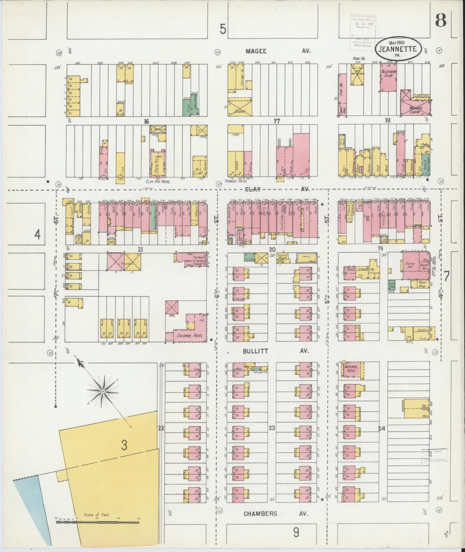 Sanborn Fire Insurance Map from Jeannette, Westmoreland County, Pennsylvania (1900), Sheet #0008 - Complete Map Set gallery image, historic Sanborn map, vintage wall art, Pennsylvania Pennsylvania