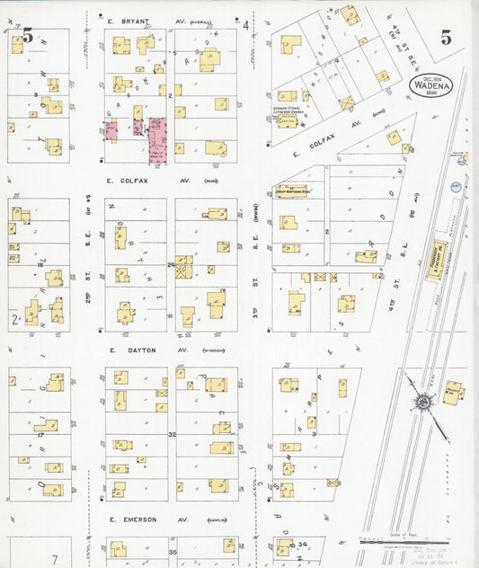 Sanborn Fire Insurance Map from Wadena, Wadena County, Minnesota (1924), Sheet #0005 - Historic Sanborn Fire Insurance Map Print, vintage old map wall art, antique decor, genealogy gift, Minnesota Minnesota map