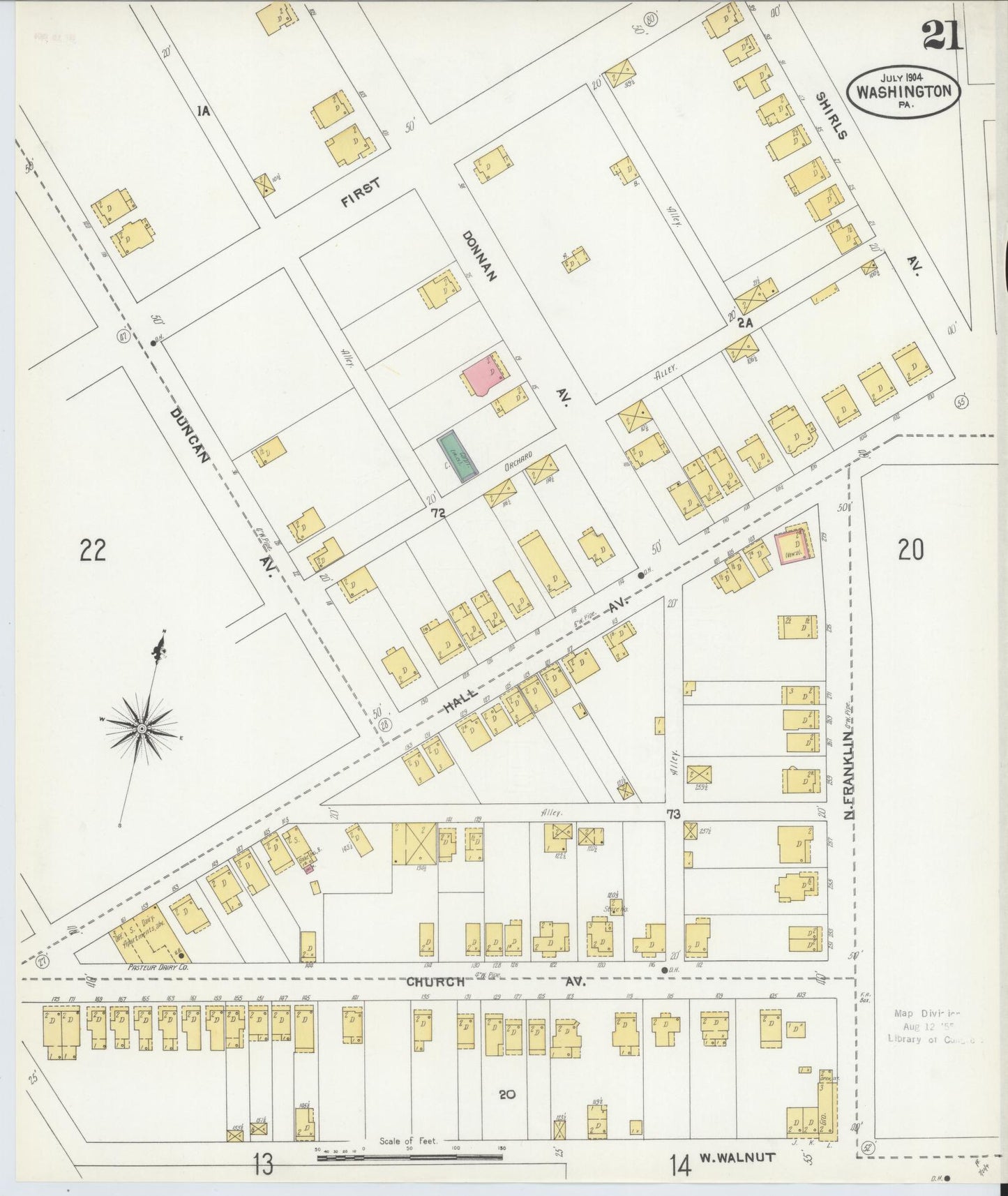 Sanborn Fire Insurance Map from Washington, Washington County, Pennsylvania (1904), Sheet #0021 - Historic Sanborn Fire Insurance Map Print, vintage old map wall art, antique decor, genealogy gift, Sanborn Fire Insurance Map from Washington Washington map
